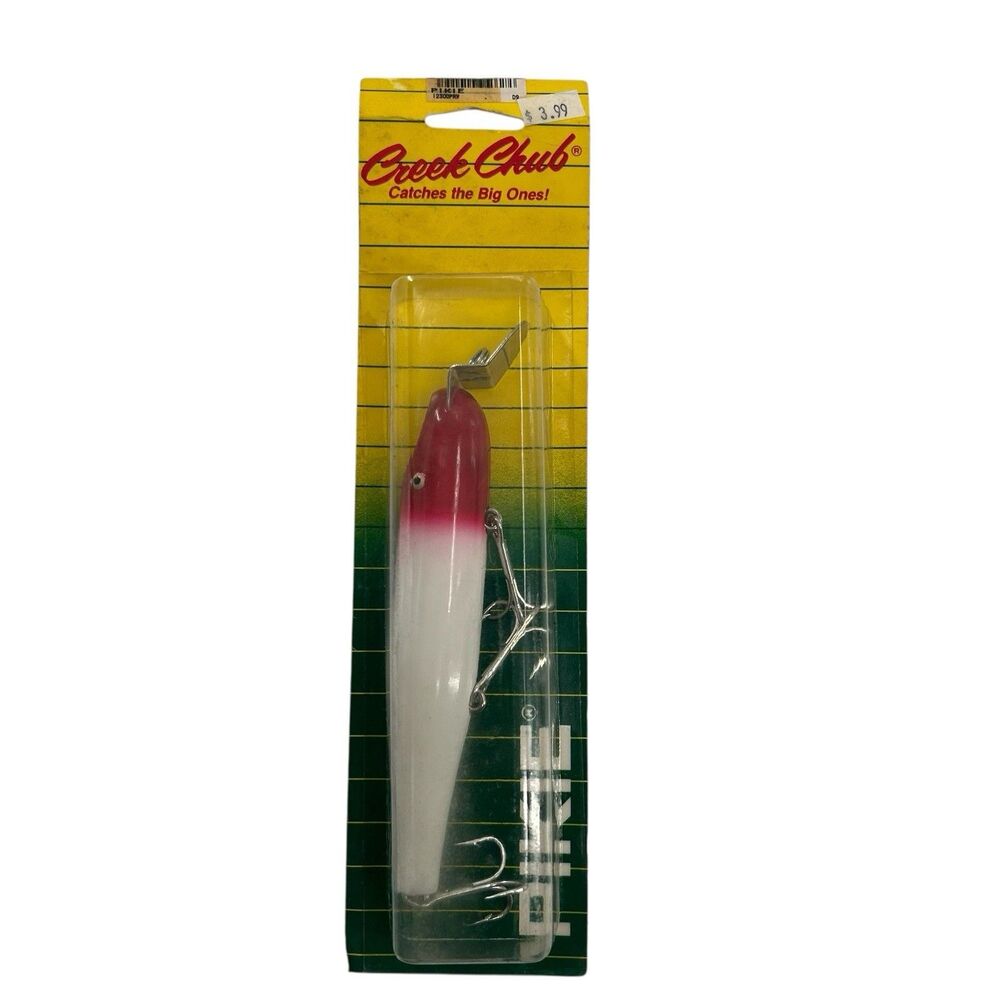 Vintage Creek Chub Pikie No. 2300 – Red Head/White – 7" Wooden Musky Lure New